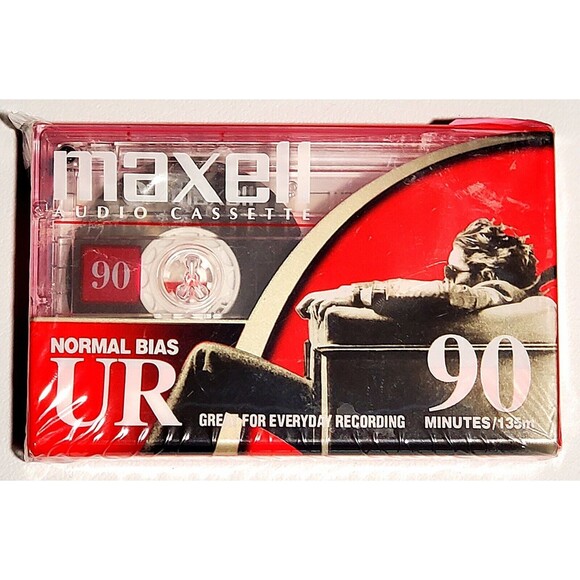 New Sealed Maxell UR 90 Minute Blank Audio Cassette Tape Normal Bias 135m NOS - Picture 1 of 4